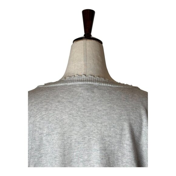 Minnie Rose Sweater Women Medium Gray Cotton Cashmere Knit Frayed Edges Luxury - Picture 5 of 12